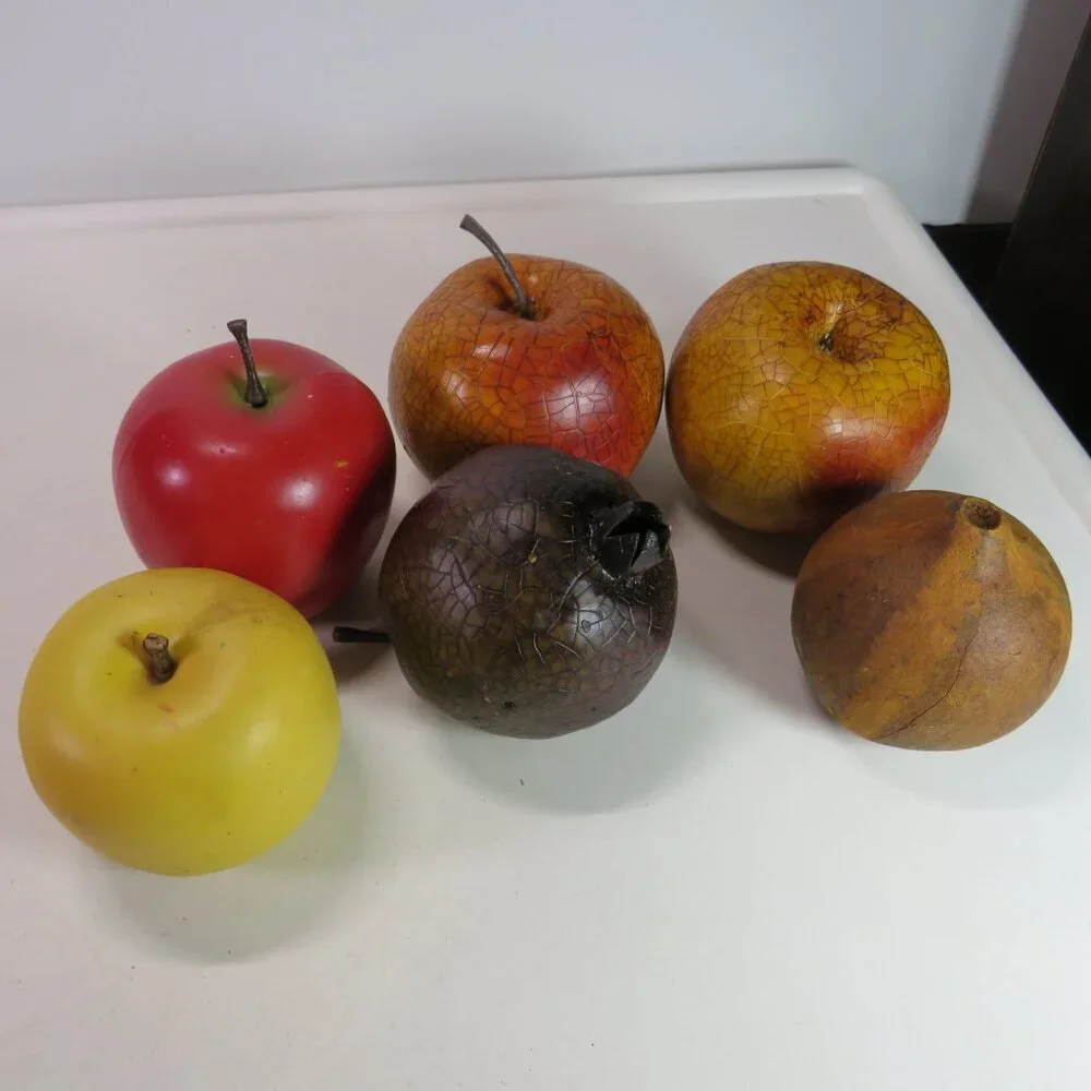 Vintage Faux Fruit w unique crackle finish & other faux fruits Warm Colors